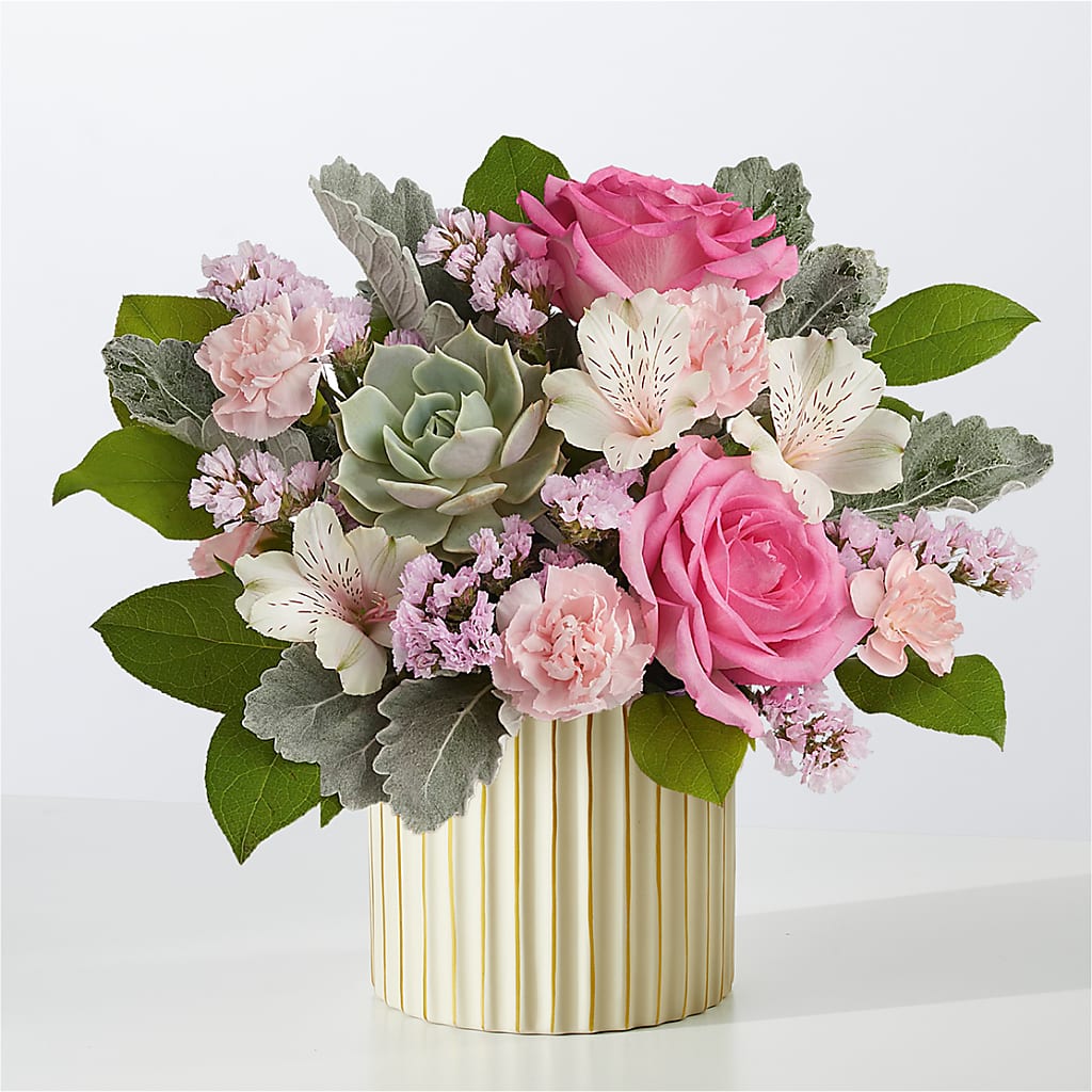 Dusty Rose Bouquet with Ivory Vase – Salem Floral Llc, West Salem WI
