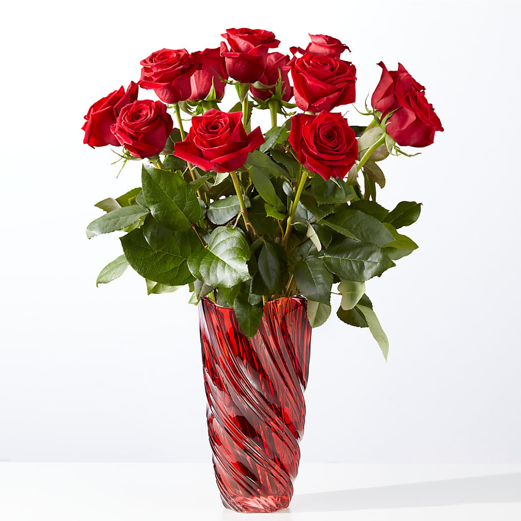 Classic Love Red Rose Bouquet with Luxe Swirl Vase – Salem Floral Llc, West Salem WI